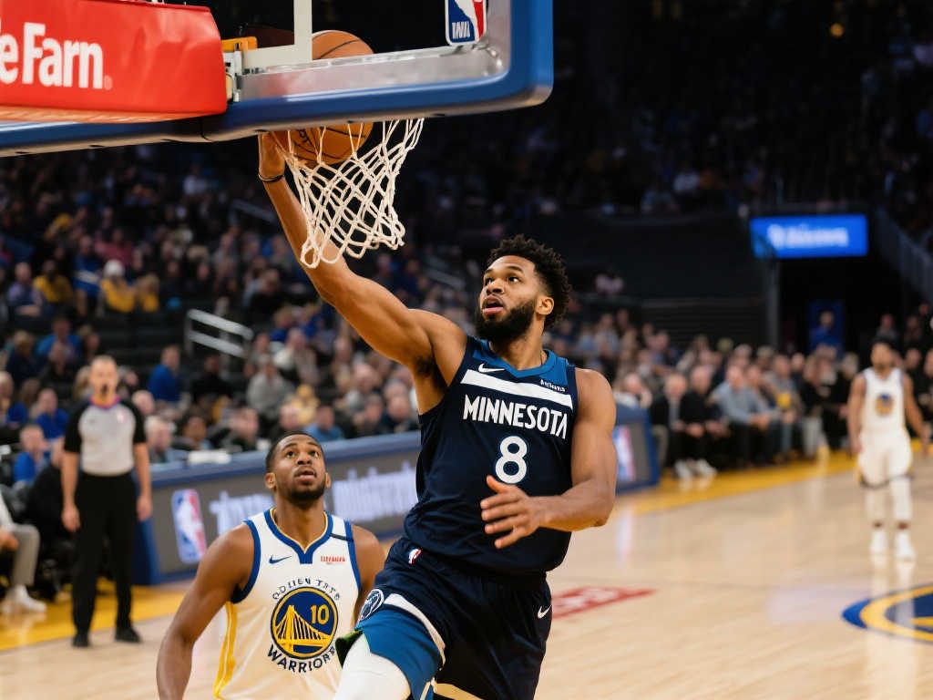 [流言板]兰德尔接球上篮砍下全队最高8分，森林狼缩小差距至10分勇士请求暂停